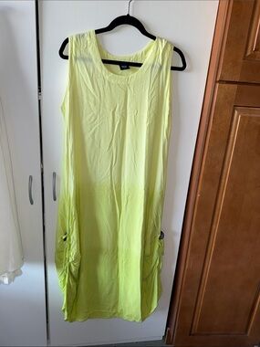 Neon Lime Sleeveless Summer Dress with Accent Ring